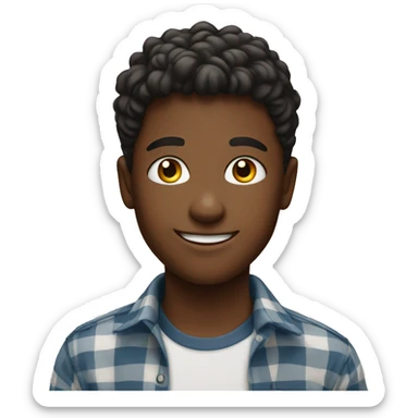 smiling boy indoors with shirt sticker