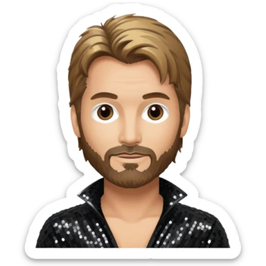Kenny Loggins with black sequin outfit sticker