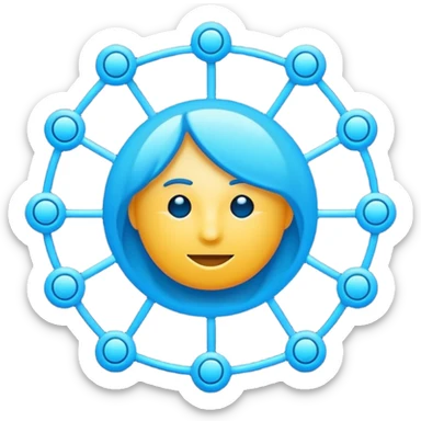 network of dots and lines with a central user icon, CRM tool, emoji style sticker