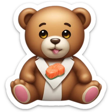 Teddy bear with a kiss on the Cheek and sushi  sticker