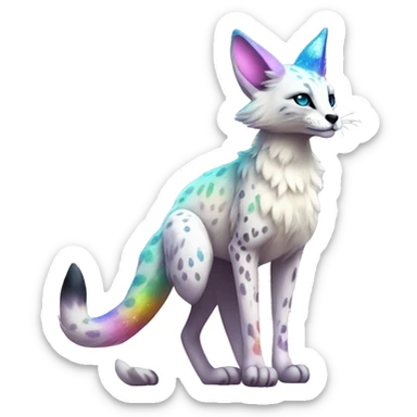 Cute Kawaii Epic Ethereal Sparkly Colorful Sergal-Serval-Vernid full body sticker