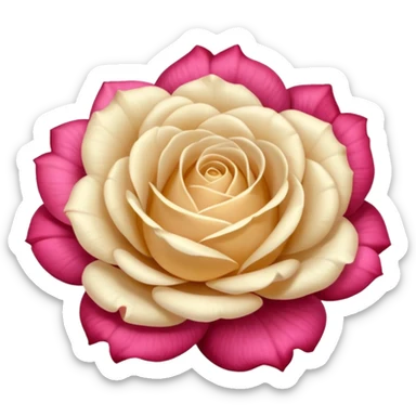 Cream-colored stemless rose bloom sticker