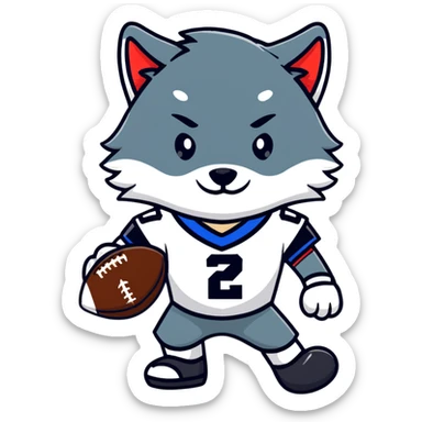 wolf wearing football jersey and helmet sticker