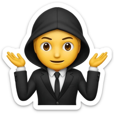 thief emoji wearing a black and white suit, sneaky expression sticker