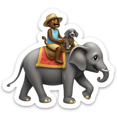 Dog riding an elephant  sticker