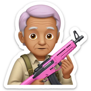Old Man holding pink assault riflei sticker