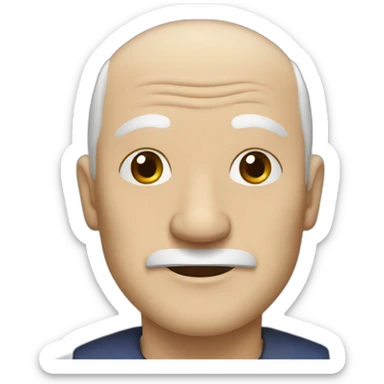 Old man with white hair bald front of the head sticker