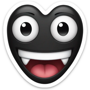 Black smiley face drooling with tongue out and heart eyes sticker