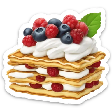 Mille feuille with berries and whipped cream  sticker