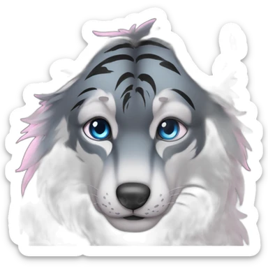 Black wolf  blue eyes kiss gray tiger pink eyes sticker