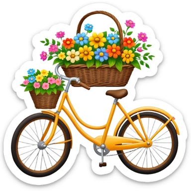 Bicycle with flower basket sticker