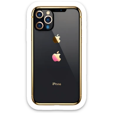 Gold border iPhone 16 Pro Max with no notch frontview sticker
