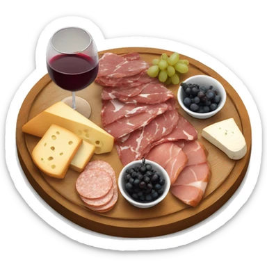 Realistic charcuterie board with wine  sticker