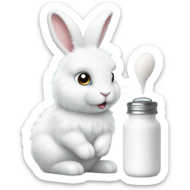 white bunny with salt shaker sticker