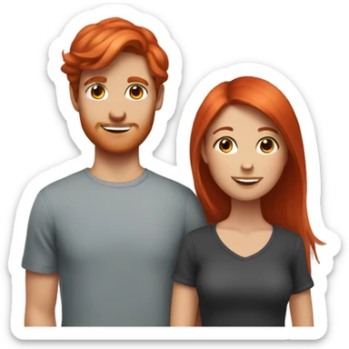 red head girl with brunette boy couple sticker