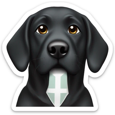 Black Labrador with diamond white chest patch wearing a football raider jersey  sticker