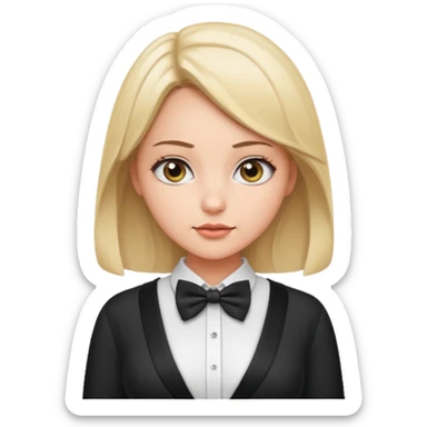 Fat girl with big boobs and white unbutton shirt and bow tie  sticker