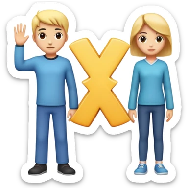 Three characters: an X character, a number 1 character, and another X character standing together sticker