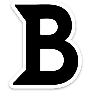 Upper loop of a capital B morphs into an outward wedge; bottom loop stays solid sticker