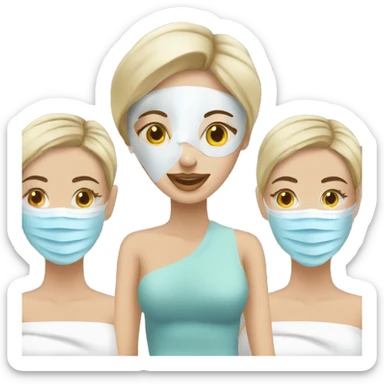 Lady with face mask spa beauty full face relaxing sticker