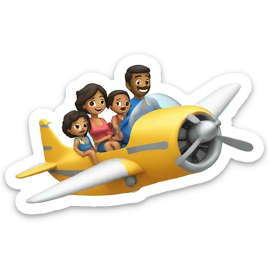Family of 3 in a plane  sticker