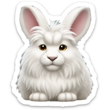 very fluffy white lionhead bunny sticker