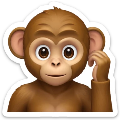 monkey listening hand on ear to help him hear better sticker