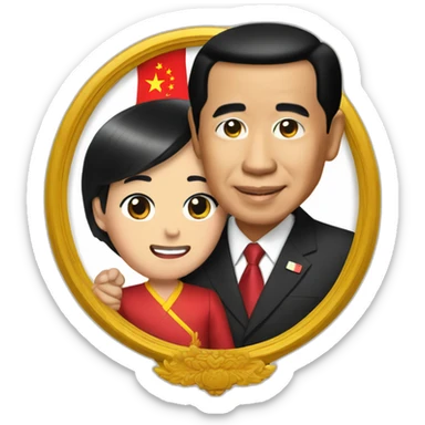 President Jokowi holding xie jinping sticker