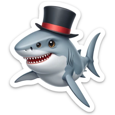 Shark with a top hat sticker