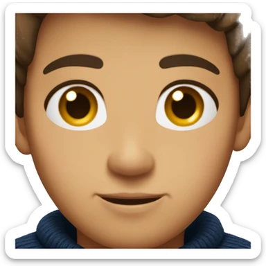 young boy, young hispanic, brown hair, short hair, brown eyes, dark blue winter sweater sticker