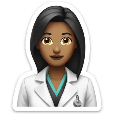 A woman with black straight hair nutritionist in white coat sticker