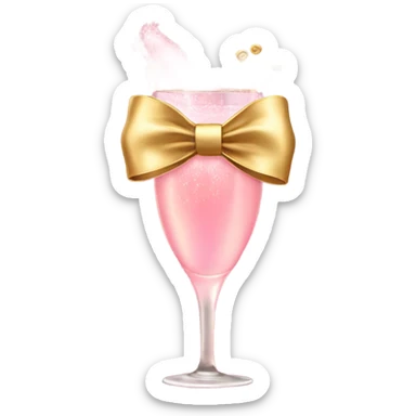 Pink champagne with gold bow sticker
