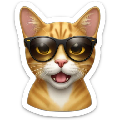 Awesome brutal cat with raybans sticker