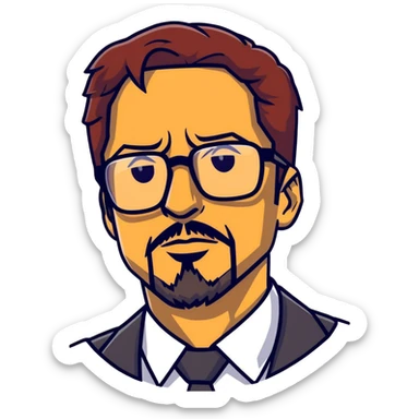 Tony Stark with stylish glasses, goatee beard sticker