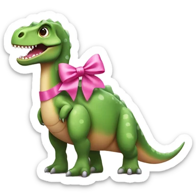 dinosaur with pink bow sticker