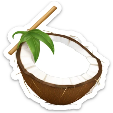Coconut with straw for coconut water sticker