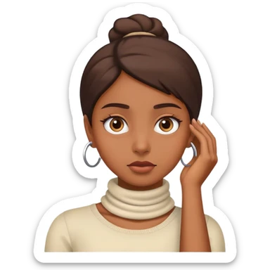 Brown skin girl holding neck rolling eyes back sticker