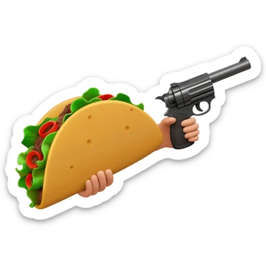 Taco holding a gun sticker