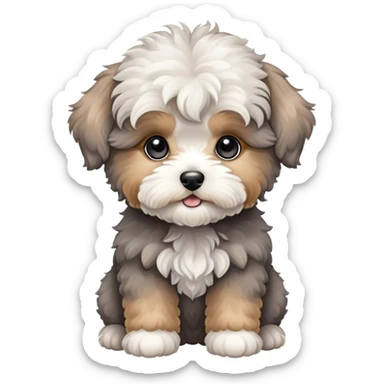 Grey  cute maltipoo puppy sticker