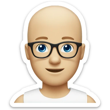 bald white lifeguard wearing glasses blue eyes sticker