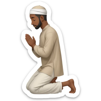 молящийся черный  мусульманин средних  в полный рост с боку на коленях sticker