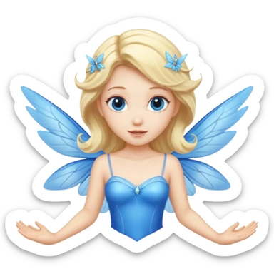 Flying blue fairy with blonde hair sticker