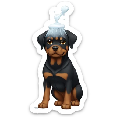 Rottweiler with Shampoo on his head  sticker