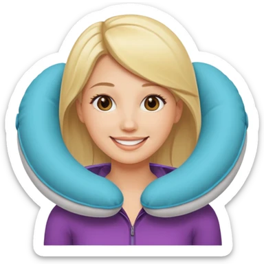 blonde woman using travel pillow  sticker