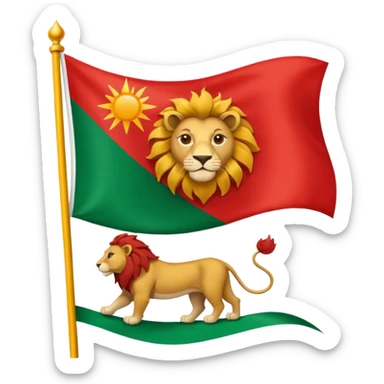 Small Lion and sun logo at the middle of flag in the red white and green flag(up to down ) sticker