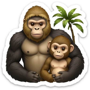 gorilla and monkey presenting tags sticker