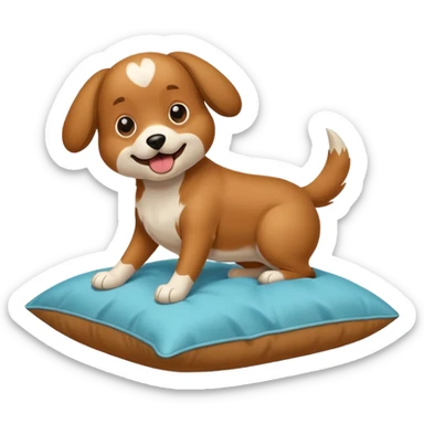 A dog humping a pillow sticker