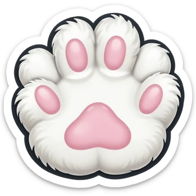 white cat fluffy paw, from the bottom, cute sticker