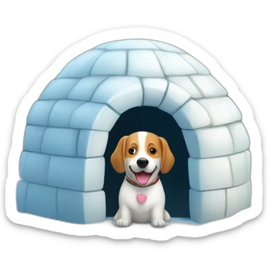 igloo with happy dog sticker