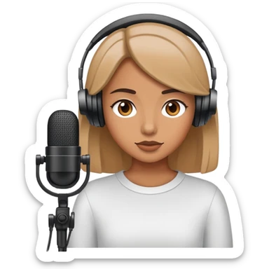 A girl recording her podcast  sticker